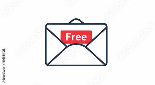Simple stylized icon of an email with the word 'Free' symbolizing offers or subscription
