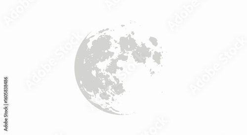 Minimalist Lunar Representation: A Grey-Scale Depiction of the Moon's Surface Texture Reflected in White Backdrop