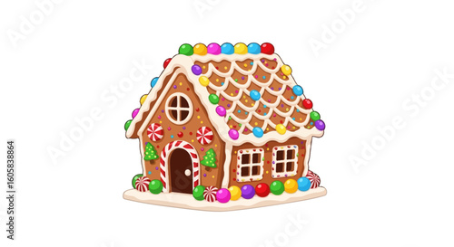 Delightful Gingerbread House Illustration for Festive Celebrations and Sweet Holiday Treats