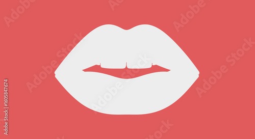 Minimalist mouth illustration with bold colors, perfect for beauty and fashion theme graphics or any project needs a touch of modern art