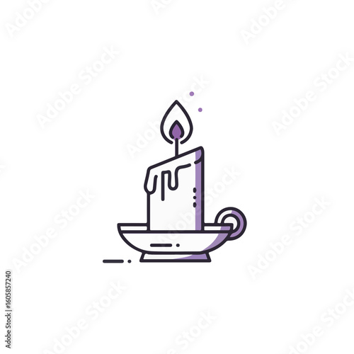 A simple illustration of a lit candle in a holder, representing light and warmth.