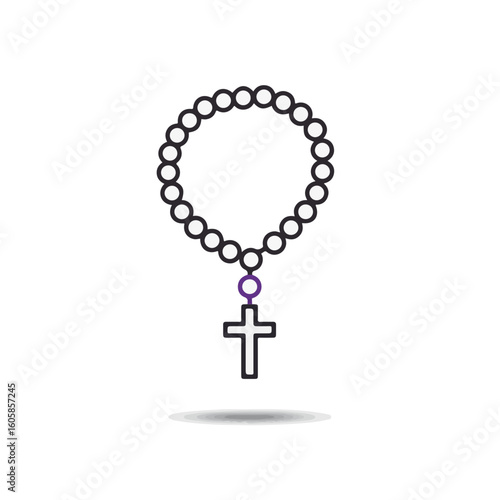 A close-up outline of a rosary.