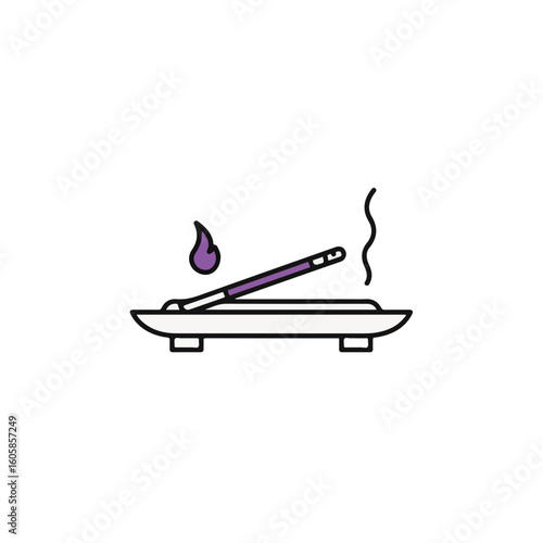 A detailed illustration of incense burning in a holder.