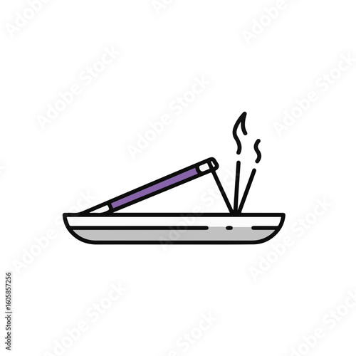 Incense sticks and holder with rising smoke, an invitation to tranquility and inner peace.