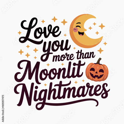 Witch and ghost cuddling with you've bewitched my heart text in script font, ideal for sticker, printable or Halloween card design  