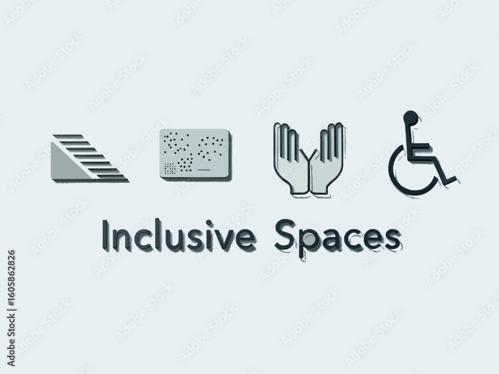 Obraz premium Four different symbols that represent the concept of inclusive spaces