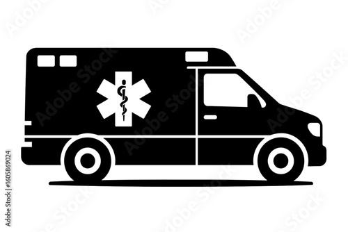 Ambulance silhouette with medical symbol design