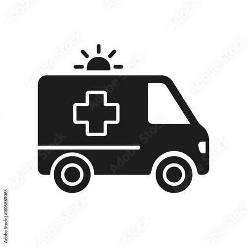 Ambulance Icon with Emergency Light Symbol