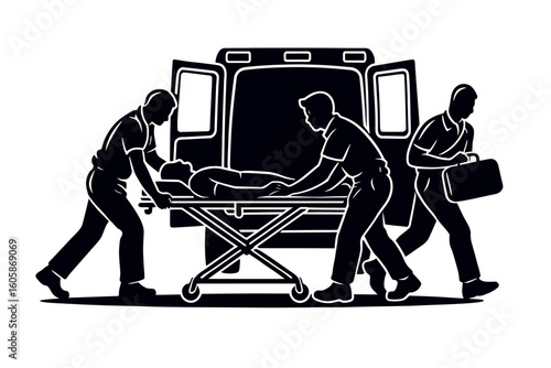 Emergency Medical Team Transporting Patient Illustration