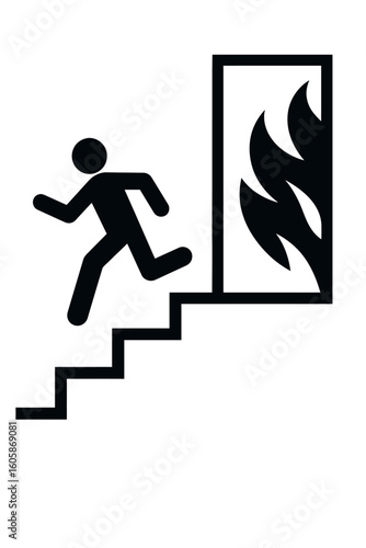 Fire Escape Symbol with Running Figure