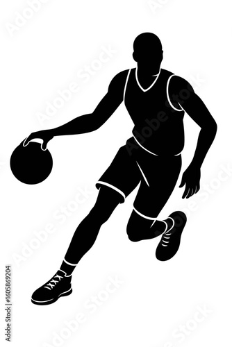 Basketball Player Silhouette in Action Pose