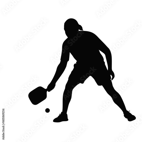 Silhouette of a Player with Paddle and Ball