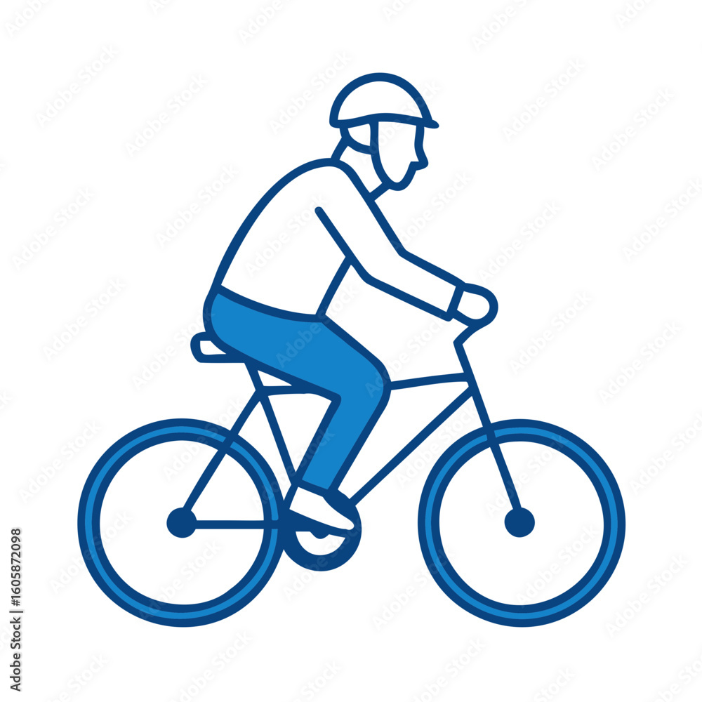 Obraz premium Silhouette of an Elderly Man Cycling on a Park Path During Late Afternoon Sunlight