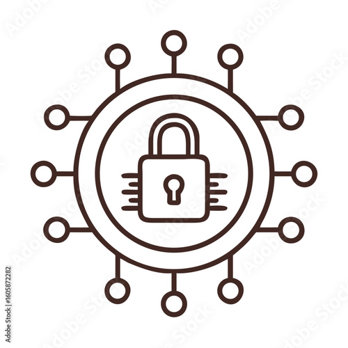 Protective Loc Encircling an AI Chip Designed for Secure Technology Applications