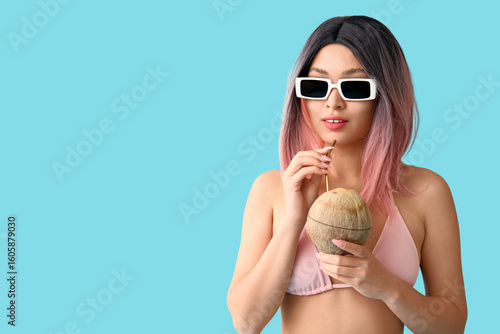 Pretty young woman in swims...