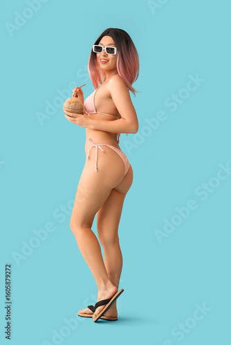 Pretty young woman in swims...