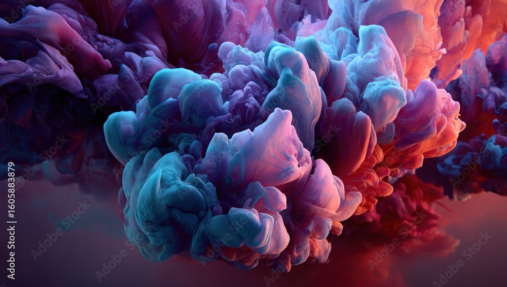 Obraz premium Abstract ink cloud formation in vibrant hues.