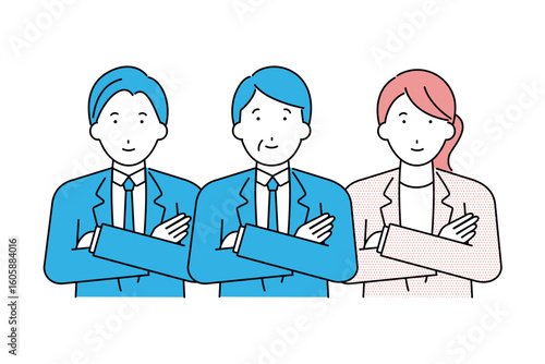 良好な人間関係を築いている年齢差のあるビジネスチームのイラスト