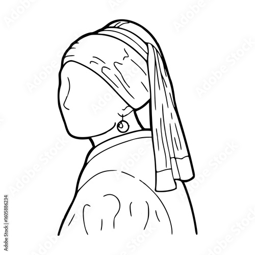classic masterpiece line art portrait - faceless artist