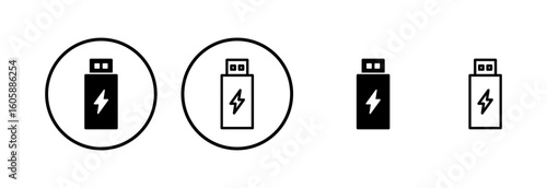 Usb icon logo design. Flash disk sign and symbol. flash drive sign. usb charging