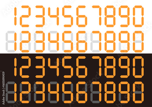 デジタル　数字　7セグメントフォント　蛍光緑　文字