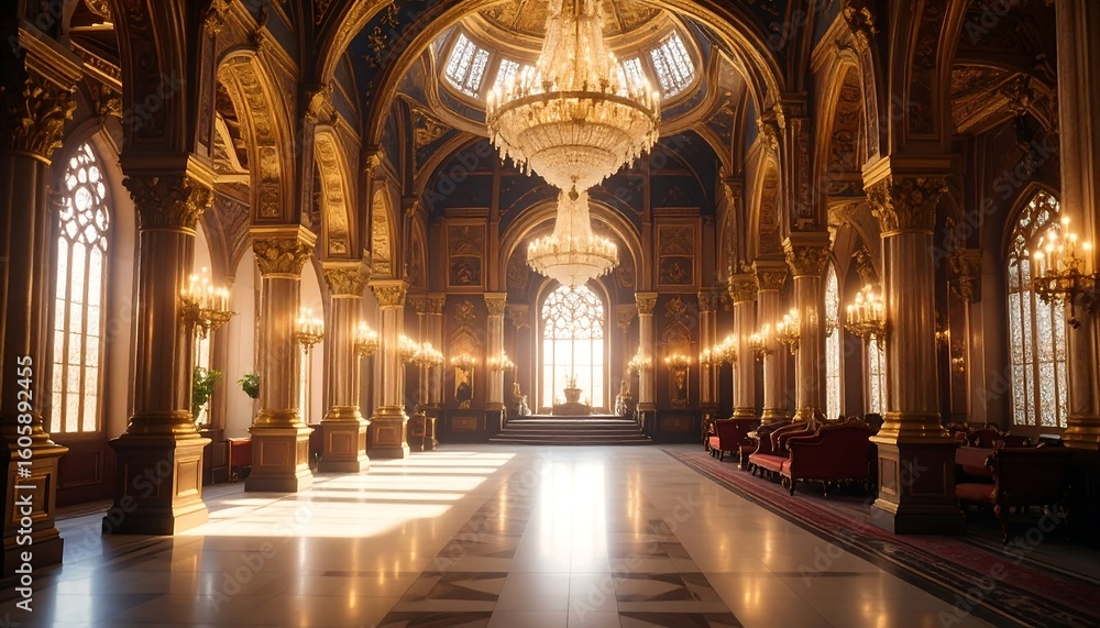 Fototapeta premium Grand hall with sunlight