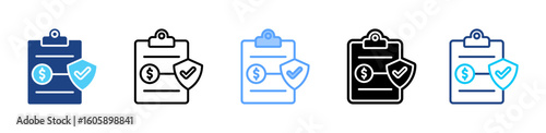 Insurance Policy icon sheet multiple style collection