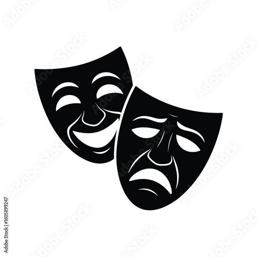 Comedy and tragedy masks representing theater and emotions