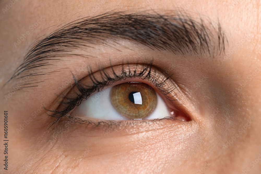 Fototapeta premium Woman with beautiful brown eyes, closeup