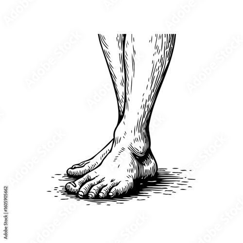 Drawing of human legs and feet artistic illustration anatomical study engraved vector image detailed depiction perfect for anatomical references