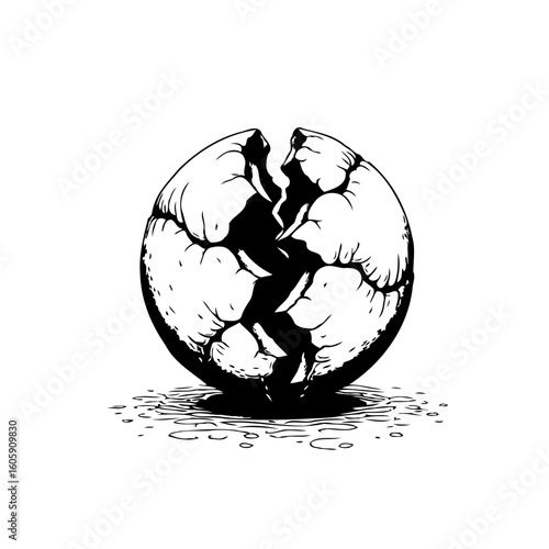 A Cracked Sphere Depicting a Broken World Globe a Bleak Representation of Global Problems and Consequences