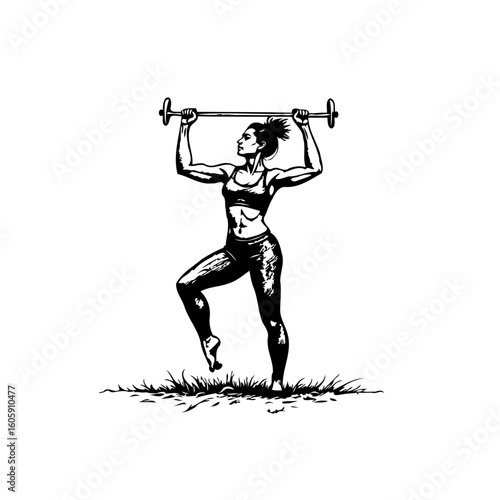 Empowering female athleticism artistic illustration of a woman weightlifting with strength and determination for fitness and health