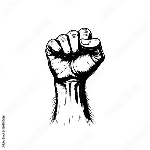 Empowered fist illustration symbolizing solidarity revolution strength justice human rights equality and resistance against oppression with artistic expression