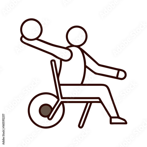 An inclusive athlete in a wheelchair preparing to throw the ball, embodying determination and the spirit of sport