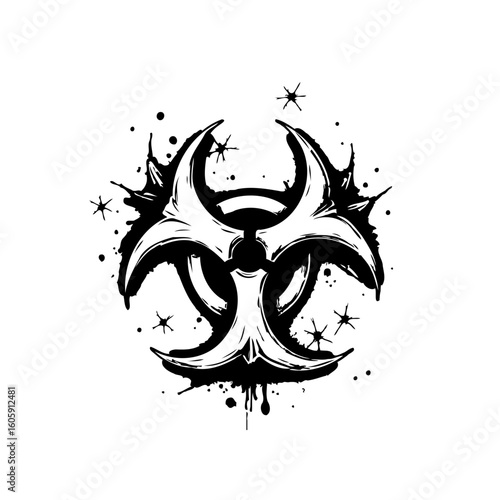 Biohazard symbol design concept artwork for dangerous infectious substances with contaminated contamination graphic ink