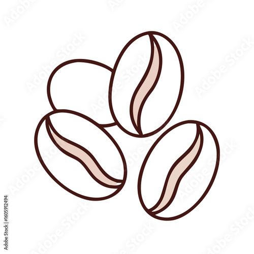 Simple illustration of roasted coffee beans, ready to be brewed, and enjoyed