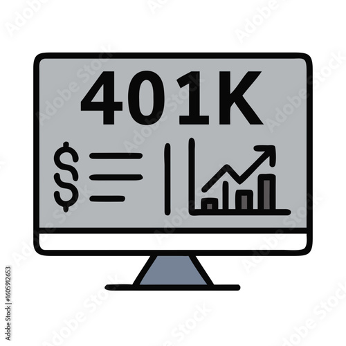 Simplified 401K investment information displayed on a computer screen, representing financial planning and retirement