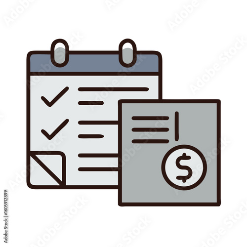 Calendar and financial document, symbolizing planning and payment. This image captures the essence of organization and transactions