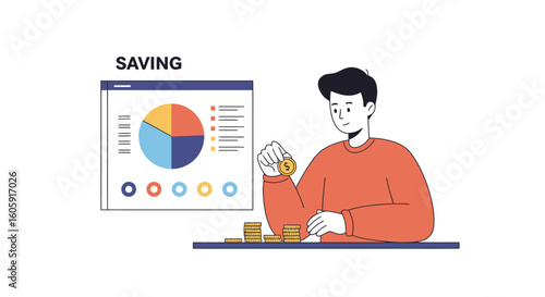 A person engaged in strategic financial saving and budget planning, analyzing a data chart to build wealth and manage personal finances.
