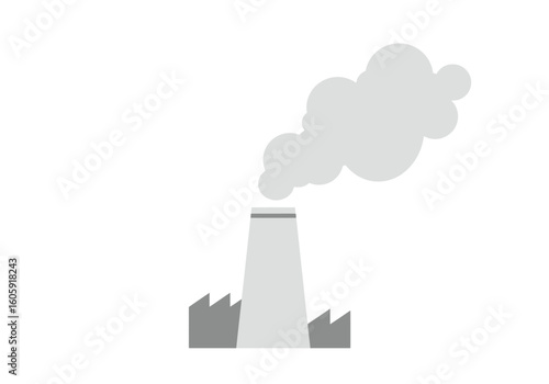 A gray factory emitting smoke minimalist design