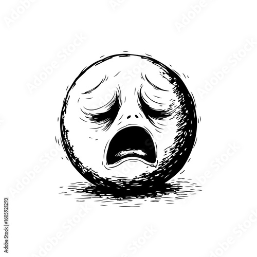 Depressed emoticon art showing a bad mood and sadness expressing emotion and feeling pessimistic and concerned