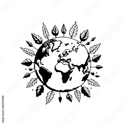 Conceptual vector illustration showing environmental protection around the world and save planet and our nature that is important