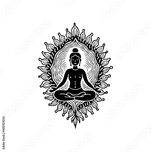 Serene meditation illustration: A journey of balance and inner peace in a unique graphic