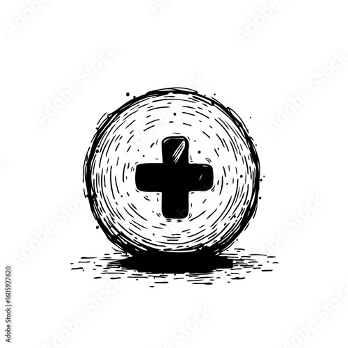 Add symbol design with distressed texture and artistic shading for creative applications or digital enhancements