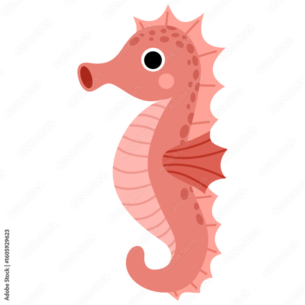 Fototapeta premium Illustration of a Pink Seahorse in flat style