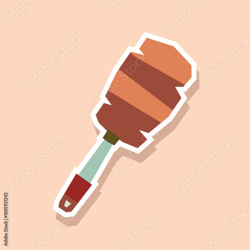 Brush Sticker with Flat Soft Color Palette in Cutout Style