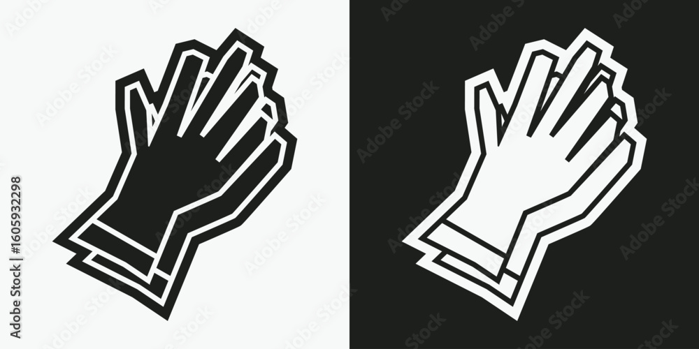 Obraz premium Gloves Icon in Black Filled and White Filled Cutout Style