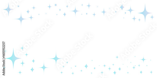青色のキラキラしたフレームイラスト　星空