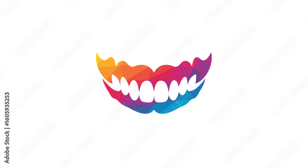 Naklejka premium Cheerful Smile Logo Design, Graphic Art, Digital Creation, Colorful Illustration, Modern Aesthetic, Close-Up View, Branding Concept