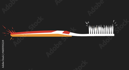 Toothbrush Illustration, Hygiene Tool, Minimalistic Design, Digital Artwork, Clean Environment, Side View, Dental Care Concept